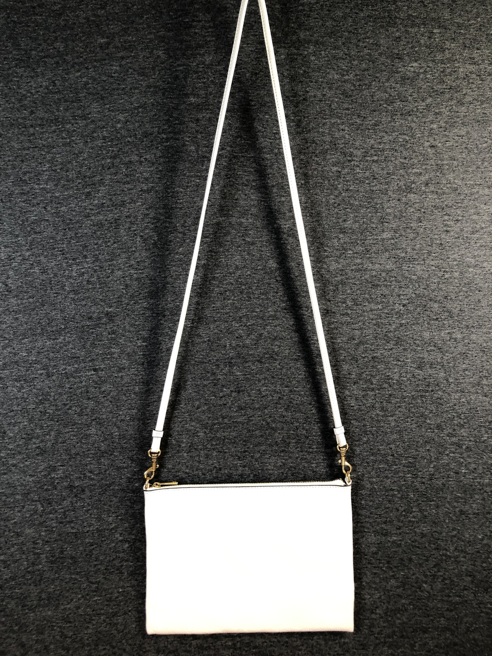 Banana Republic White Leather Crossbody Pouch w/ Solid Brass Hardware